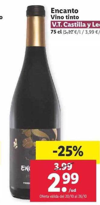 Lidl Encanto vino tinto v.t. castilla y león oferta