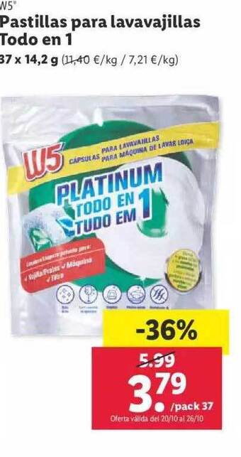 Lidl W5 pastillas para lavavajillas todo en 1 oferta