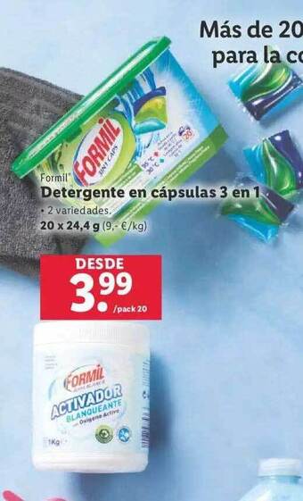 Lidl Formil detergente en cápsulas 3 en 1 oferta