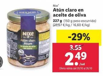 Lidl Nixe atún claro en aceite de oliva oferta