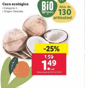 Lidl Coco ecológico oferta