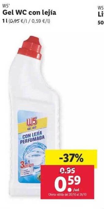 Lidl W5 gel wc con lejía oferta