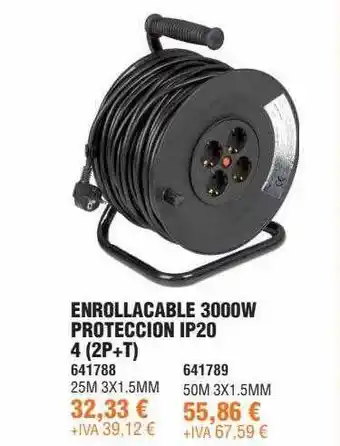 Optimus Enrollacable 3000w proteccion ip20 4 (2p+t) oferta