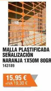 Optimus Malla plastificada señalización naranja 1x50m 80gr oferta