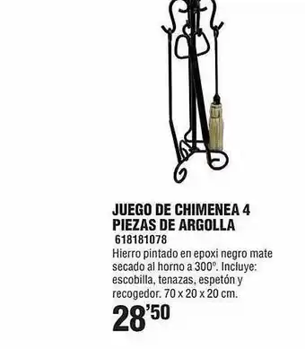 Juego de chimenea 4 piezas de argolla