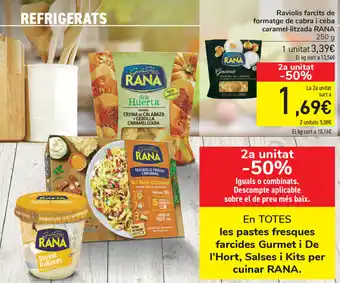 Carrefour Rana Raviolis farcits de formatge de cabra i ceba caramel litzada 250g oferta