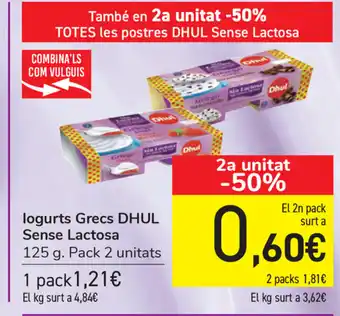 Carrefour Dhul logurt Grecs Sense Lactosa 125g oferta