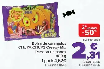 Carrefour Bolsa de caramelos chupa chups creepy mix oferta