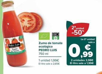 Carrefour Zumo de tomate ecológico pedro luis oferta
