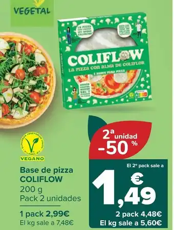 Carrefour Base de pizza coliflow oferta
