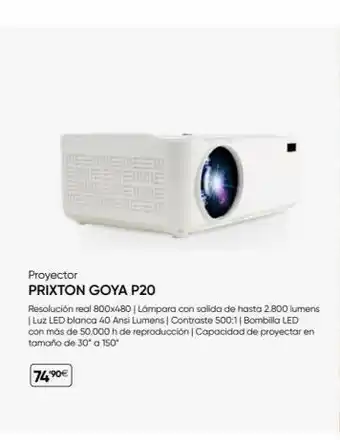 Fnac Eeee eeee eeeee proyector prixton goya p20 resolución real 800x480 | lámpara con salida de hasta 2.800 lumens | luz led bl oferta