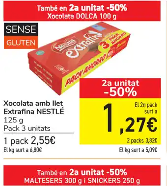 Carrefour Nestlé Xocolata amb llet Extrafina 125g oferta