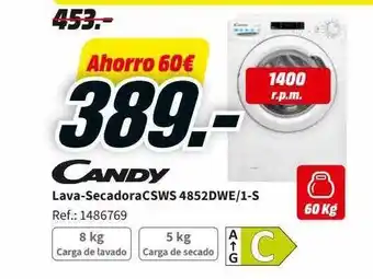 MediaMarkt Candy lava-secadora csws 4852dwe 1-s oferta