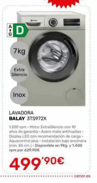 Cenor Lavadora balay 3ts972x oferta