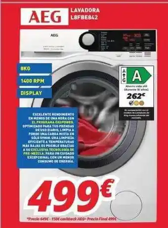 Mi electro Aeg lavadora l8fbe842 oferta