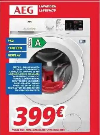 Mi electro Aeg lavadora l6fbi947p oferta