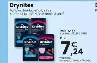 Clarel Drynites pañales jumbo niño o niña 4-7 años 16 y 8-15 años 13 oferta