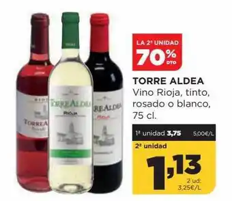 Alimerka La 2a unidad 70% dto torre aldea vino rioja tinto rosado o blaco oferta