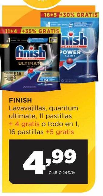 Alimerka Finish lavavajillas quantum ultimate 11 pastillas + 4 gratis o todo en 1 16 pastillas + 5 gratis oferta