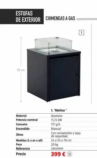 Bauhaus 1. 'melina' chimeneas a gas oferta