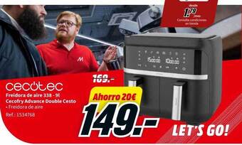 MediaMarkt Cecotec freidora de aire 338-9l cecofry advance double cesto oferta