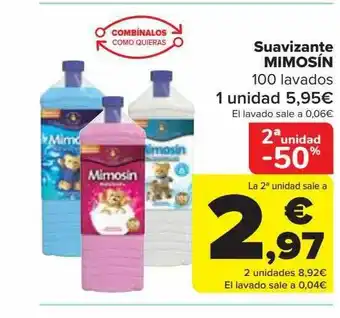 Carrefour 2a unidad -50% suavizante mimosín 100 lavados oferta