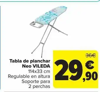 Carrefour Tabla de planchar neo vileda regulable en altura soporte para 2 perchas oferta