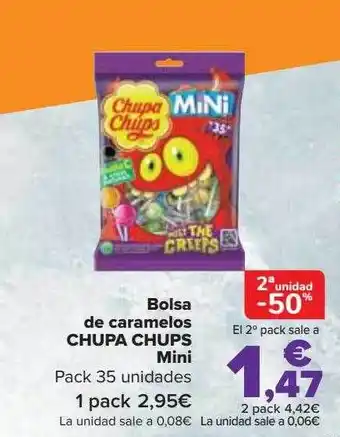 Carrefour 2a unidad -50% bolsa de caramelos chupa chups mini oferta