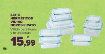 Carrefour Set 8 herméticos vidrio borosilicato oferta