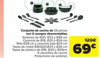 Carrefour Conjunto de cocina de 26 piezas con 2 mangos desmontables oferta