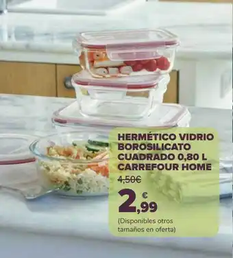 Carrefour Hermético vidrio borosilicato cuadrado 0.80l carrefour home oferta