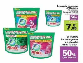 Carrefour Detergente enn cápsulas ariel alpine oferta