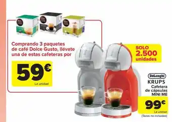 Carrefour Delonghi krups cafetera de cápsulas mini me oferta