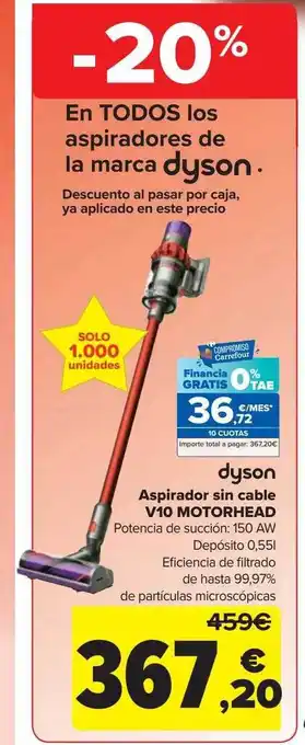 Carrefour Dyson aspirador sin cable v10 motorhead oferta