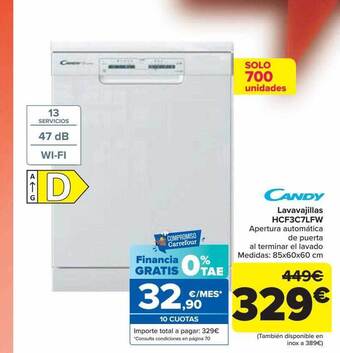 Carrefour Candy lavavajillas hcf3c7lfw oferta