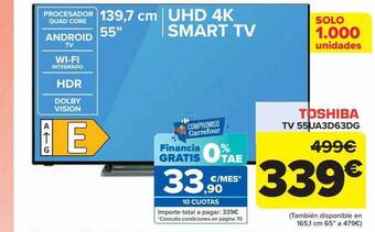 Carrefour Toshiba tv 55au3d63dg oferta