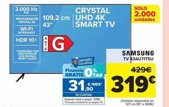Carrefour Samsung tv 43au7175u oferta