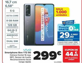 Carrefour Vivo smartphone libre y72 5g oferta