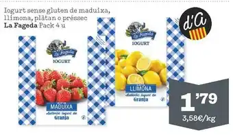 Sorli Iogurte sense gluten de maduixa llimona plàtan o préssec la fageda oferta