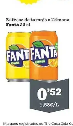 Sorli Refresc de taronja o llimona fanta oferta