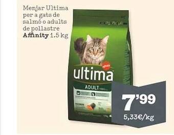Sorli Menjar ultima per a gats de salmó o adults de pollastre affinity oferta