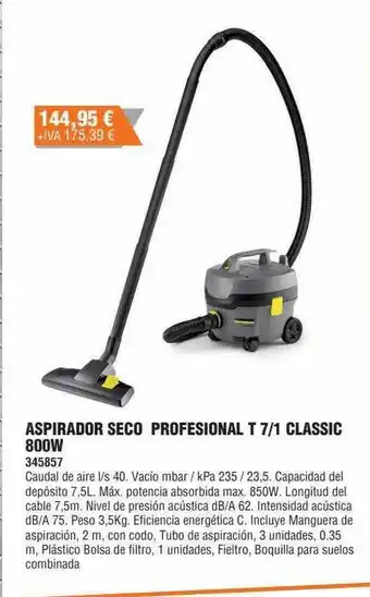 Optimus Aspirador seco profesional t 7 1 classic 800w oferta