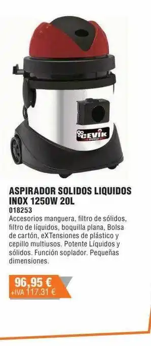 Optimus Aspirador solidos liquidos inox 1250w 20l oferta