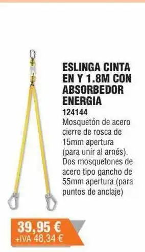 Optimus Eslinga cinta en y 1.8m con absorbedor energia oferta