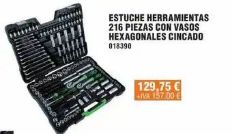 Optimus Estuche herramientas 216 piezas con vasos hexagonales cincado oferta