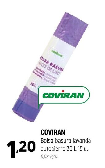Coviran Coviran Bolsa Basura Lavanda Autocierre 30L 15u oferta