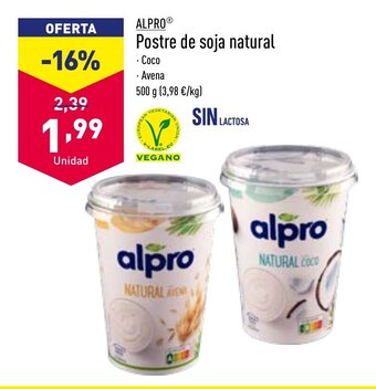 ALDI Postre de Soja Natural oferta
