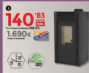 BigMat Estufa de Pellets First 12 KW Canalizable Negra oferta