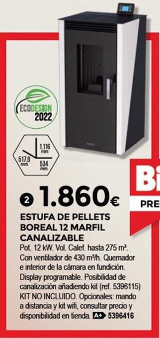 BigMat Estufa de Pellets Boreal 12 Marfil Canalizable oferta