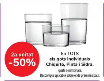 Carrefour Chiquito,Pinta i Sidra els gots individuals oferta